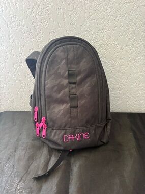 Dakine Gingham Black Backpack with Pink Accents